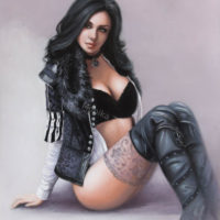 witcher, yennefer, monika timar, painting, rpg, game, oil on canvas, serceress, beautiful